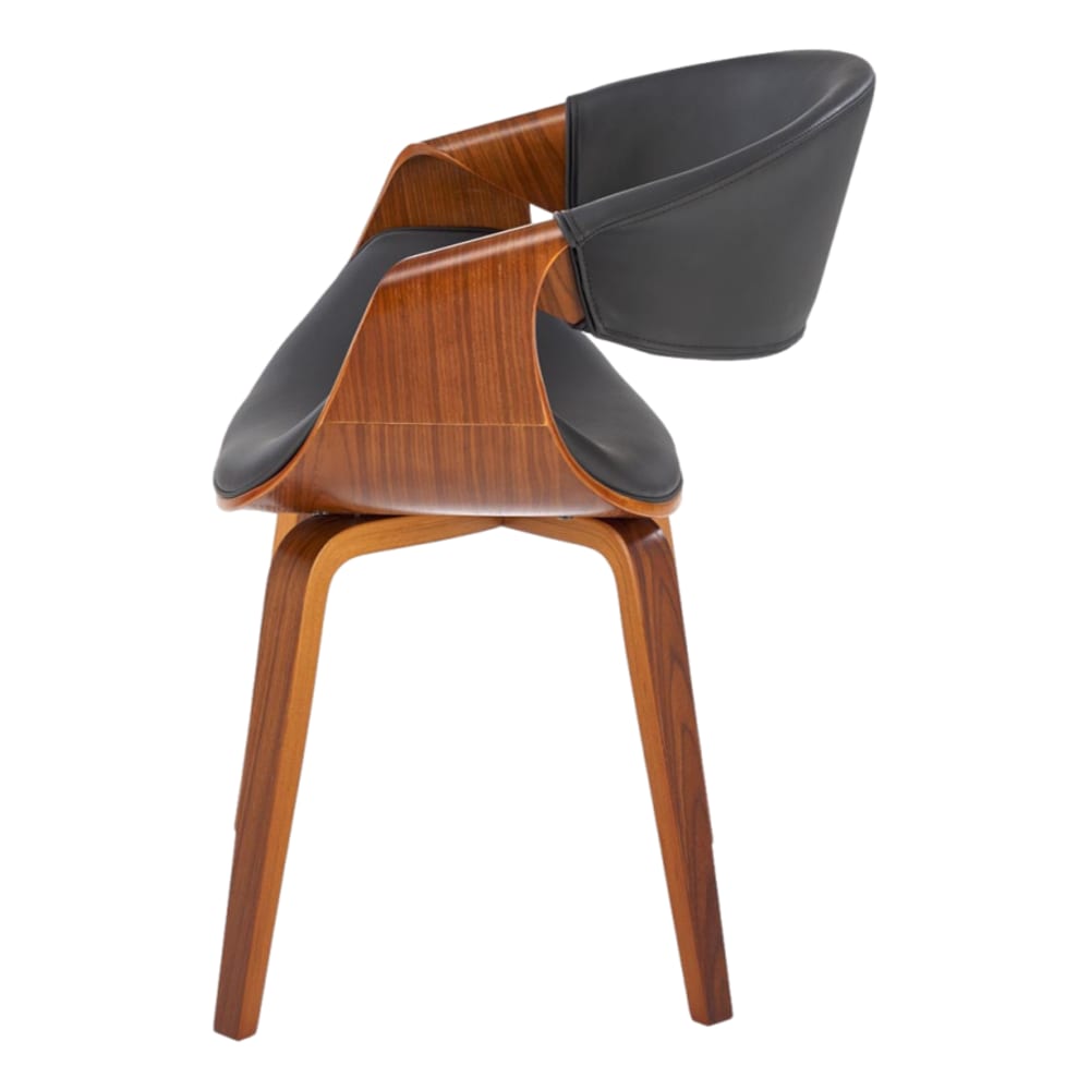 Designerstuhl in Nussbaumoptik und schwarzem Leder - Maisons Du