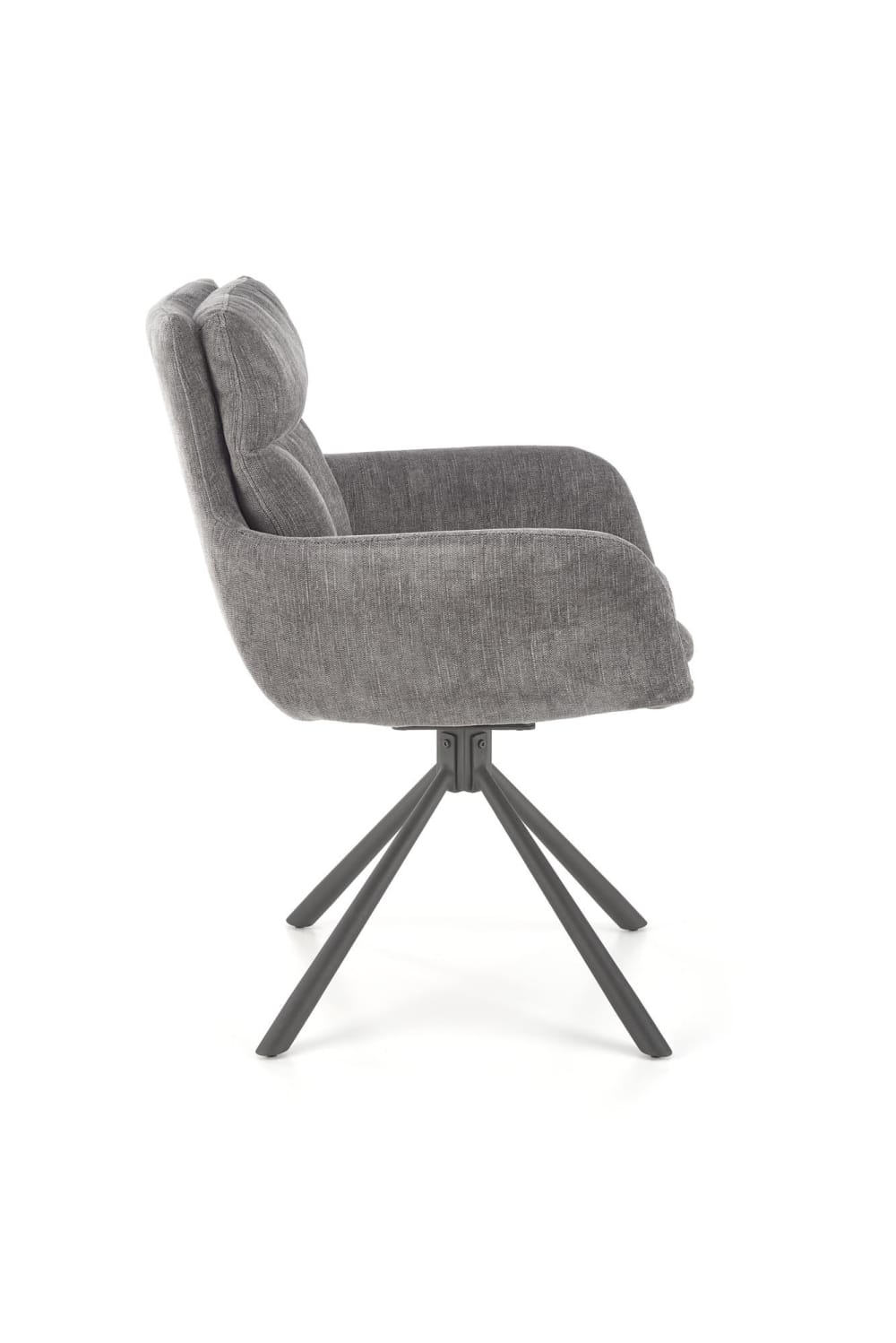 Chaise design rembourrée et pivotante en tissu de polyester gris