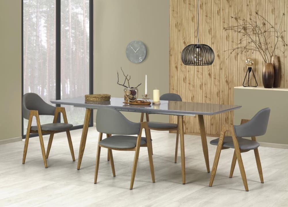 Moderner Stuhl in Holz- und Grautönen, 80 x 51 x 57 cm - Maisons