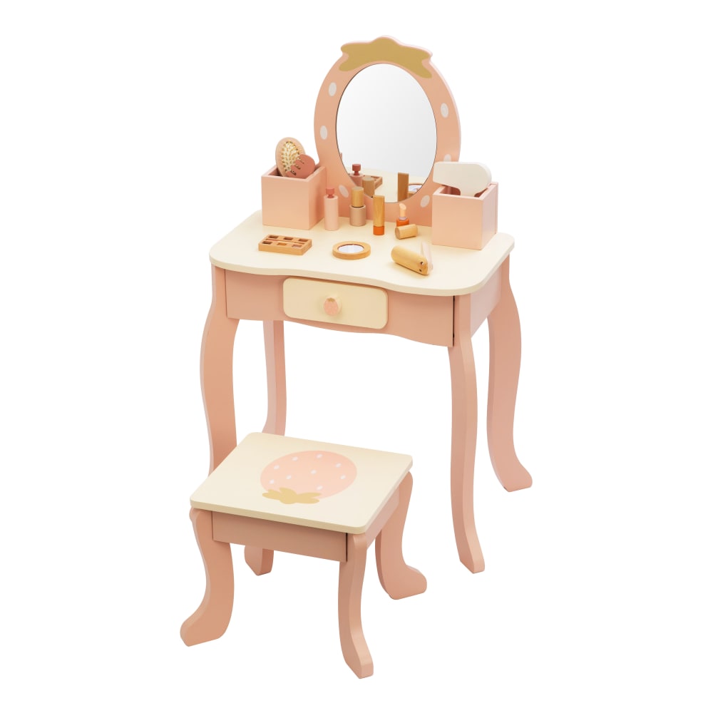 Tooky Toy Schminktisch aus Holz für Kinder Erdbeere 55 x 35 x 83 cm style modern Rosa Holz