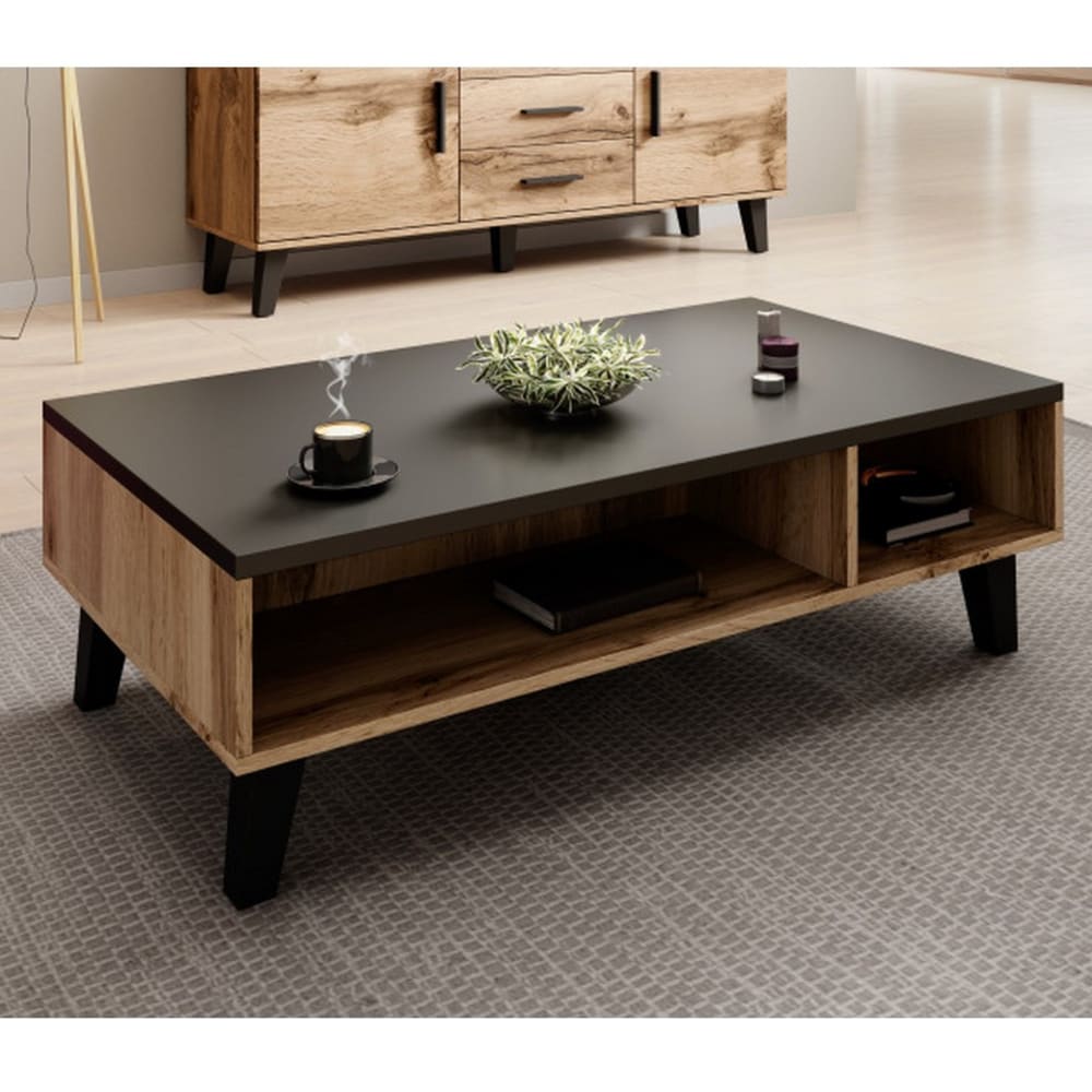 Couchtisch in Eichenoptik und Schwarz, 110 cm - Maisons Du Monde