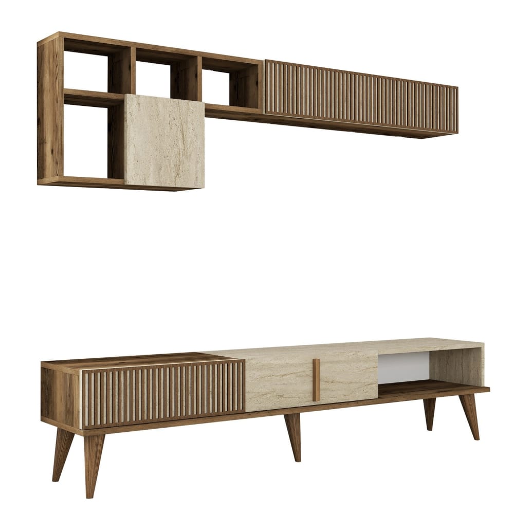 Meuble tv en bois beige 180 x 35 x 40 cm