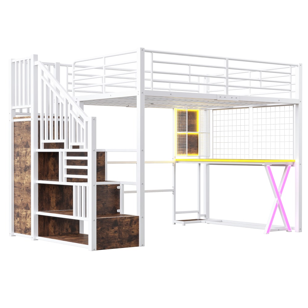 Kinder Hochbett 140x200 cm mit Schreibtisch und Kleiderschrank