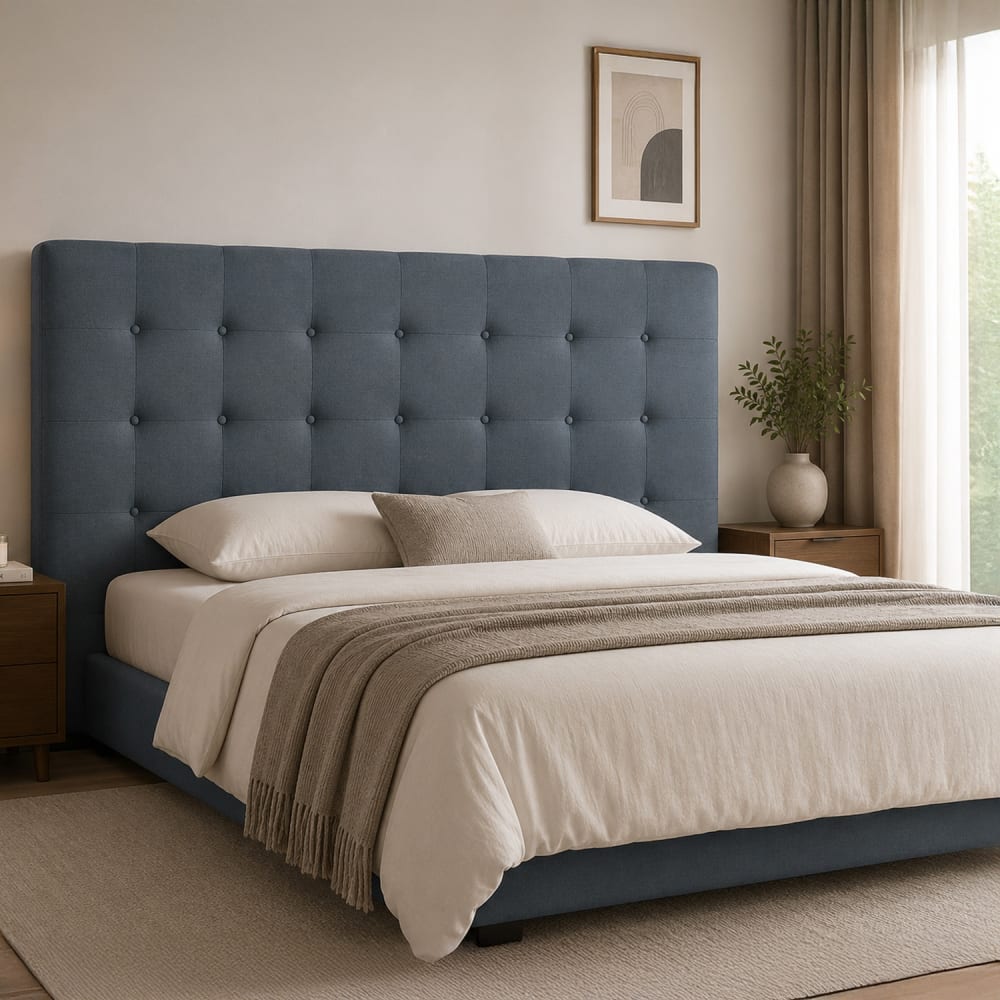 Tête de lit capitonnée en tissu gris 180cm