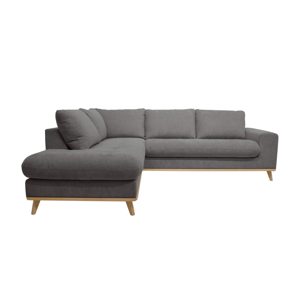 Canapé d'angle gauche convertible 5/6 places gris anthracite