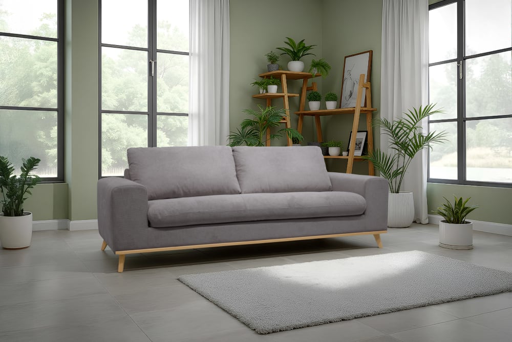 Canapé convertible 3/4 places gris moyen, matelas 10 cm