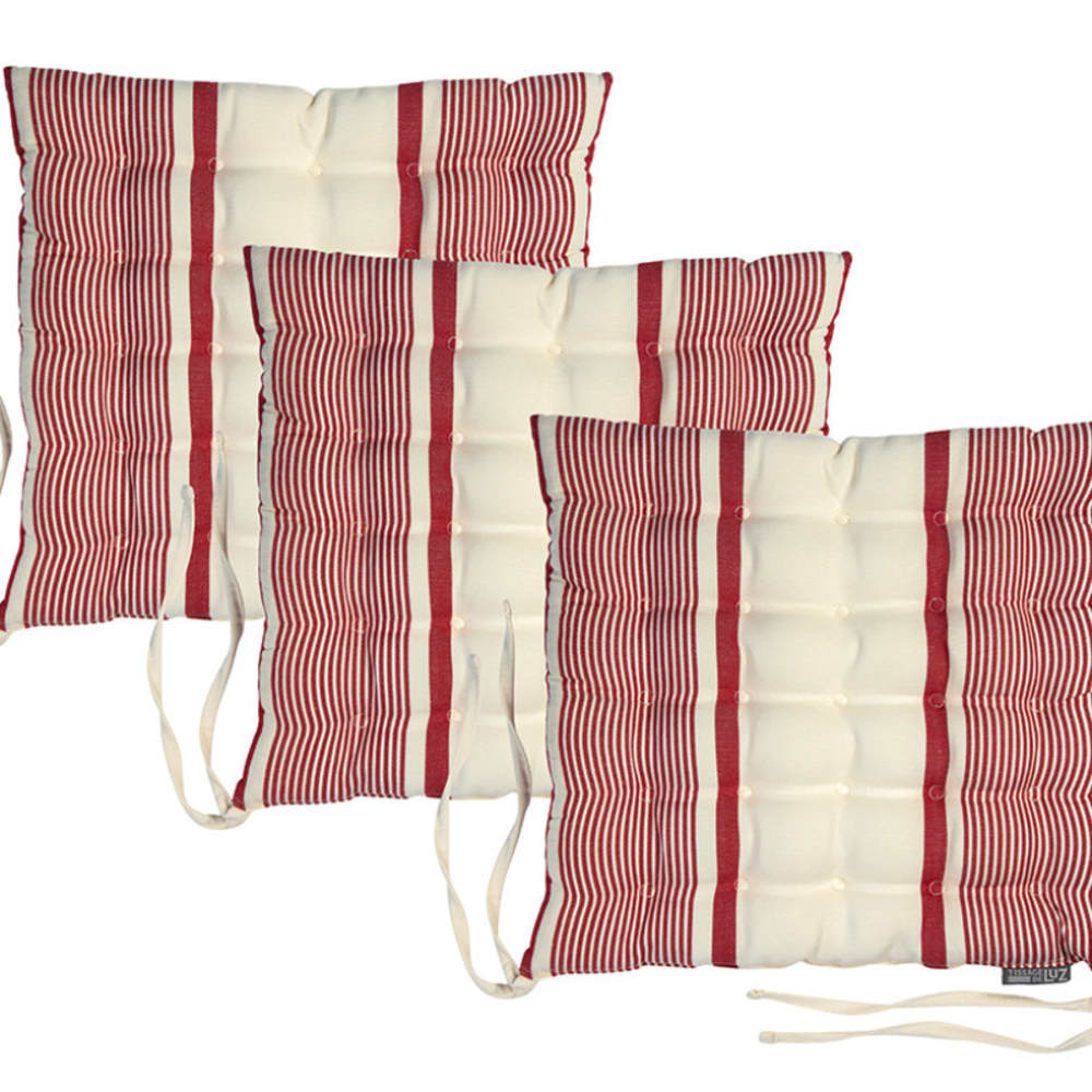 Tissage de Luz Stuhlkissen aus Baumwolle und Leinen, Rot Rot Baumwolle