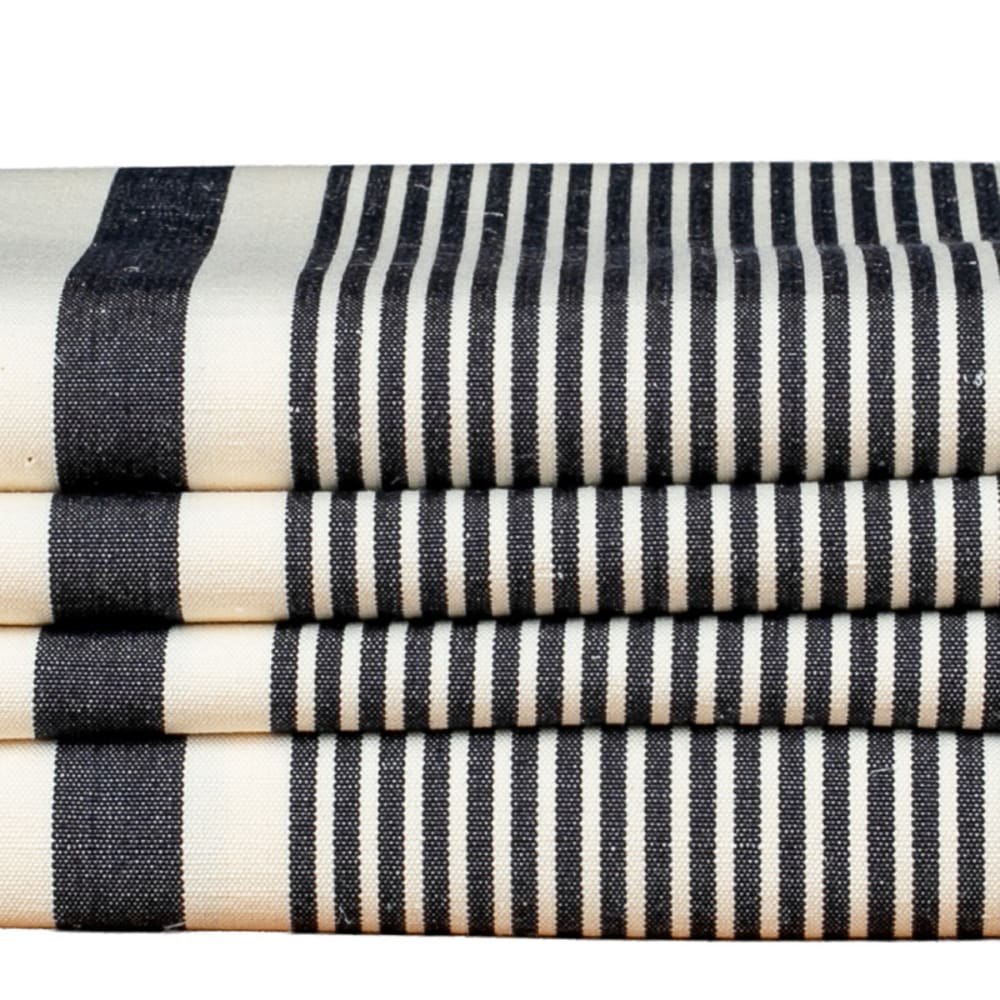 Tissage de Luz Tischserviette aus Baumwolle und Leinen, Tintenblau - Baumwolle