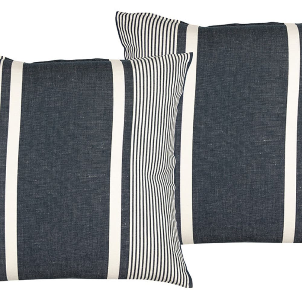 Tissage de Luz Kissenbezug aus Baumwolle und Leinen, Blau 50x50 cm Blau Baumwolle