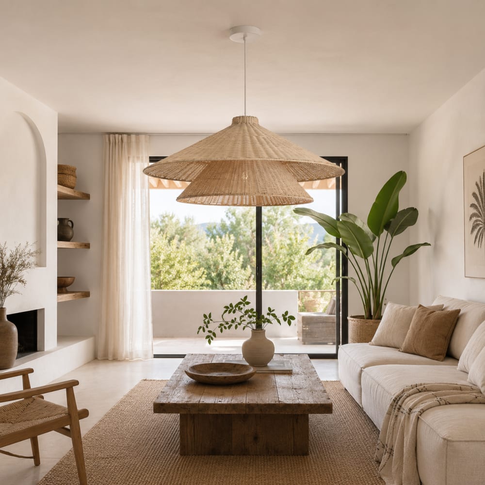 Plafonnier en rotin marron 80x80x120 cm — vue 3