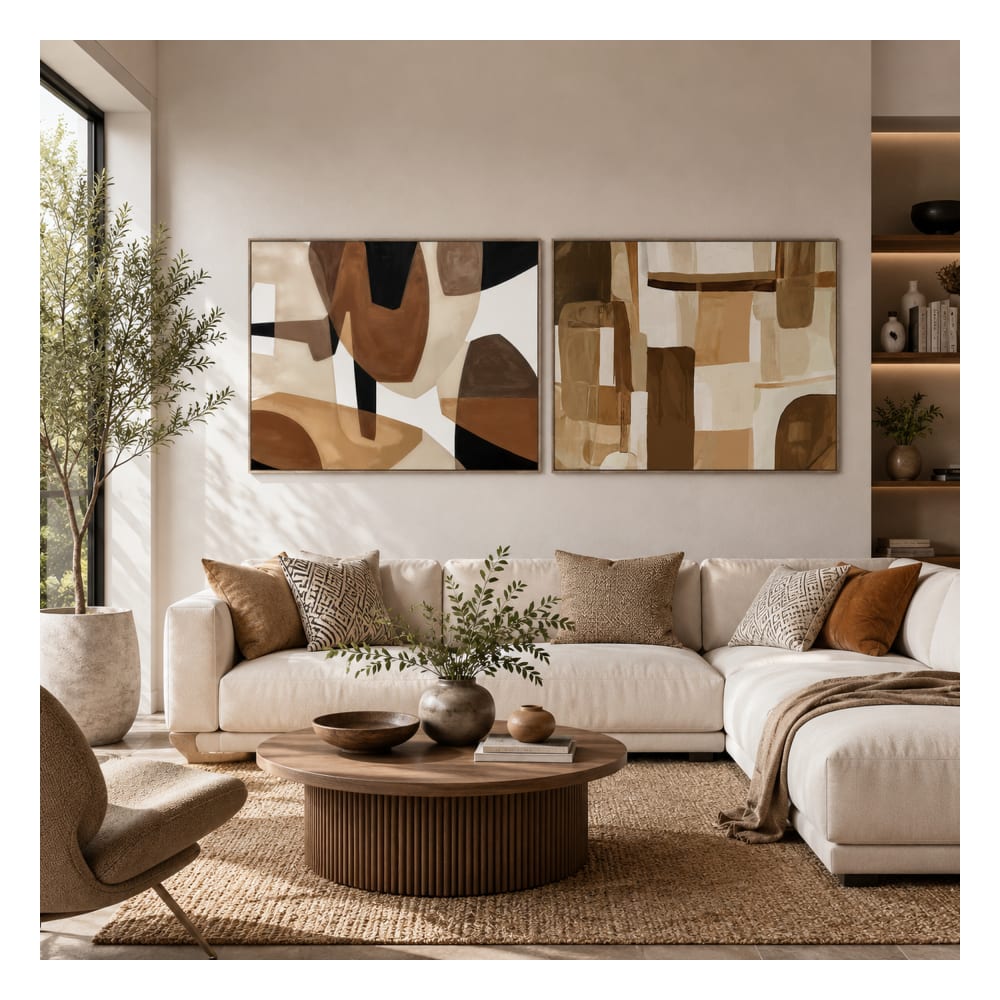 Lot 2 tableaux modernes sur tissu multicolore 140x4x100 cm — vue 3