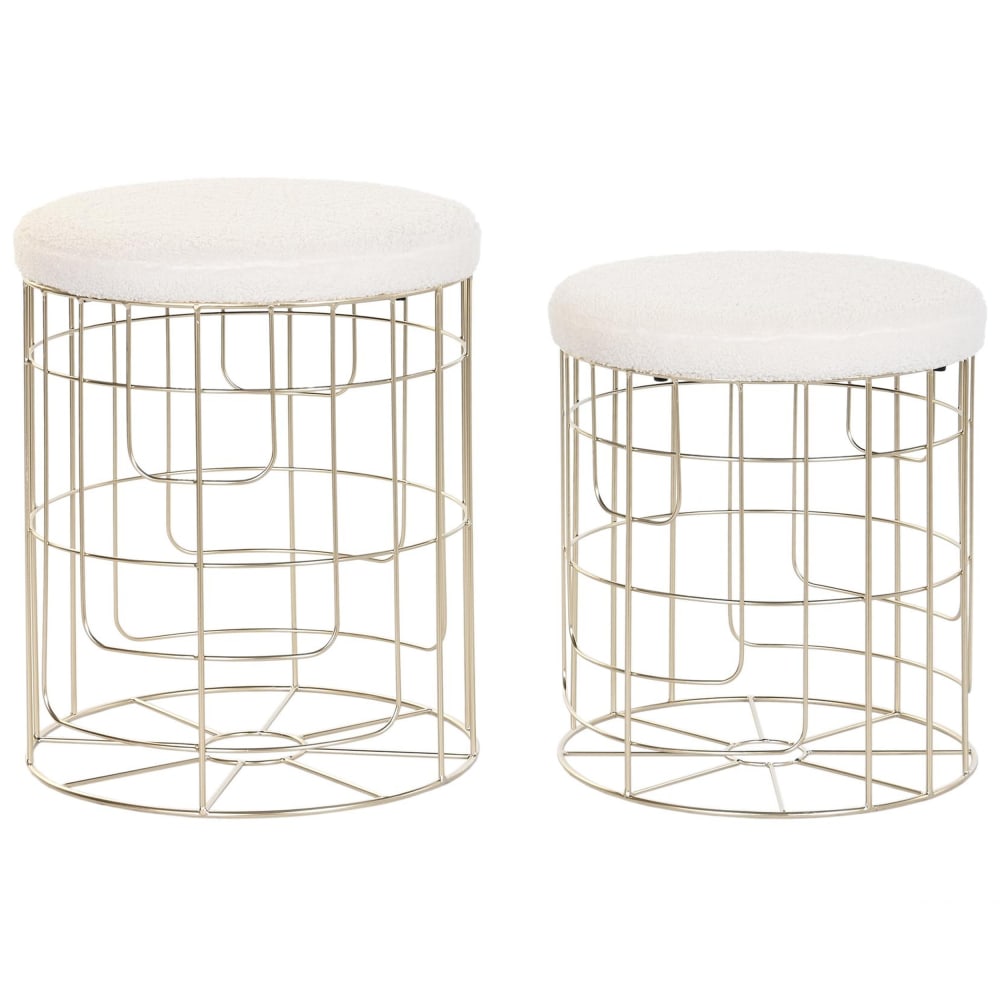 Ensemble de 2 poufs rangement en acier doré