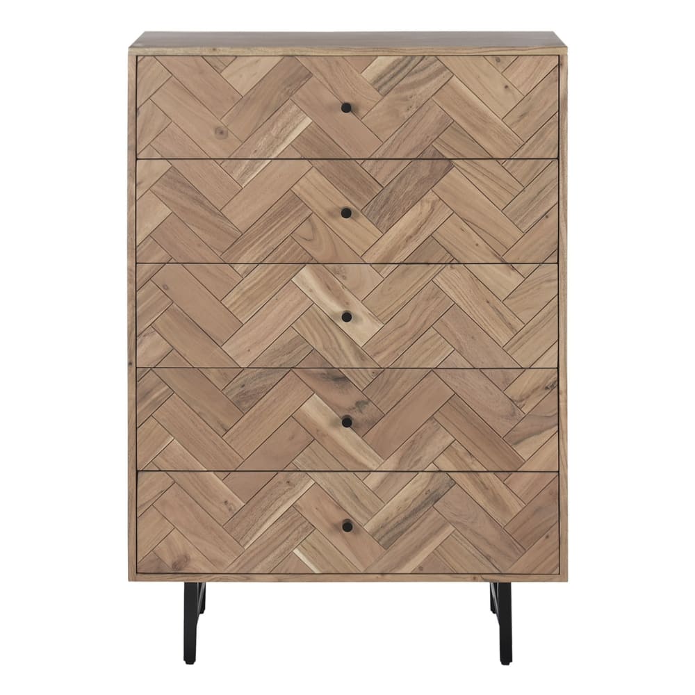 Commode en acacia marron 80x40x115 cm