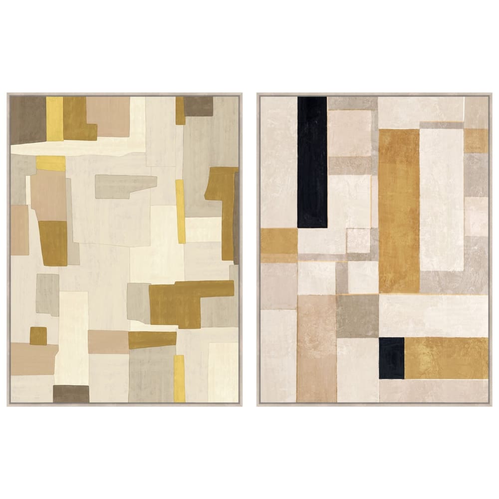 Lot 2 tableaux modernes sur tissu multicolore 90x4x120 cm