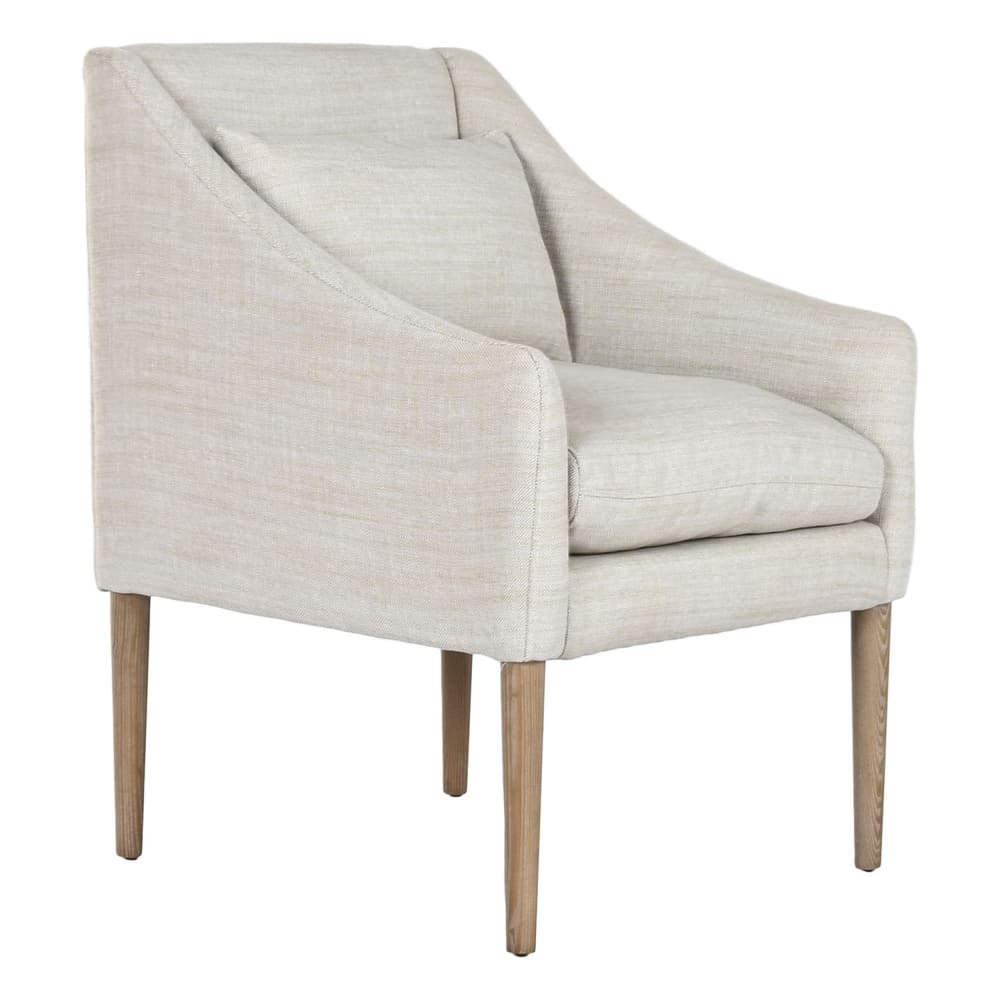 Fauteuil en frêne et polyester beige 61x67,5x86 cm