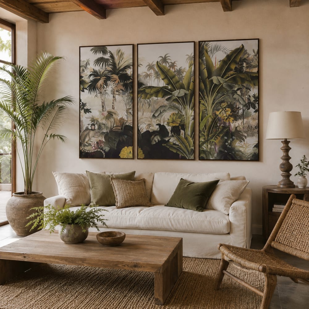 Ensemble de 3 toiles tropicales multicolore 180x4x120 cm