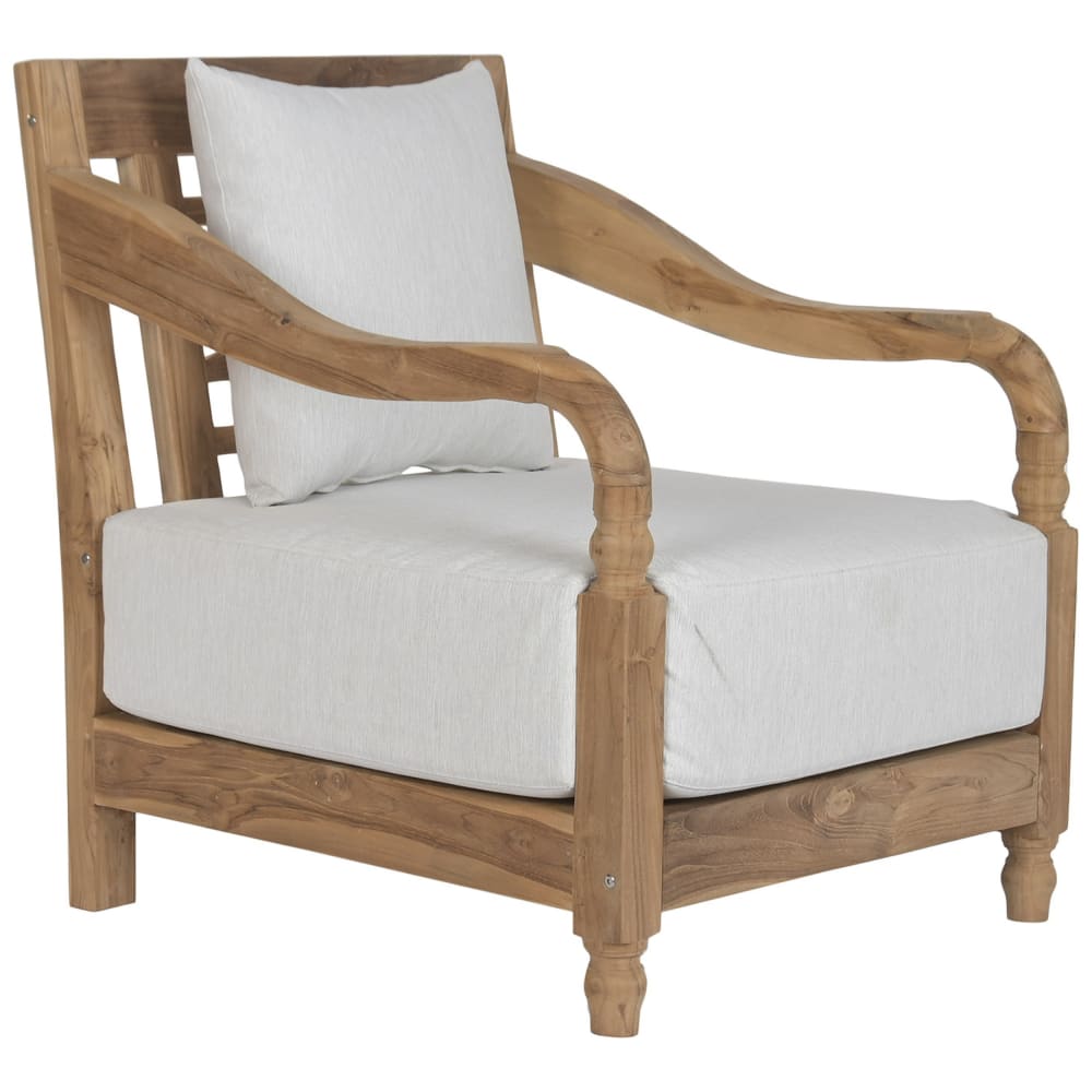Fauteuil en teck avec coussins marron 70x75x85 cm