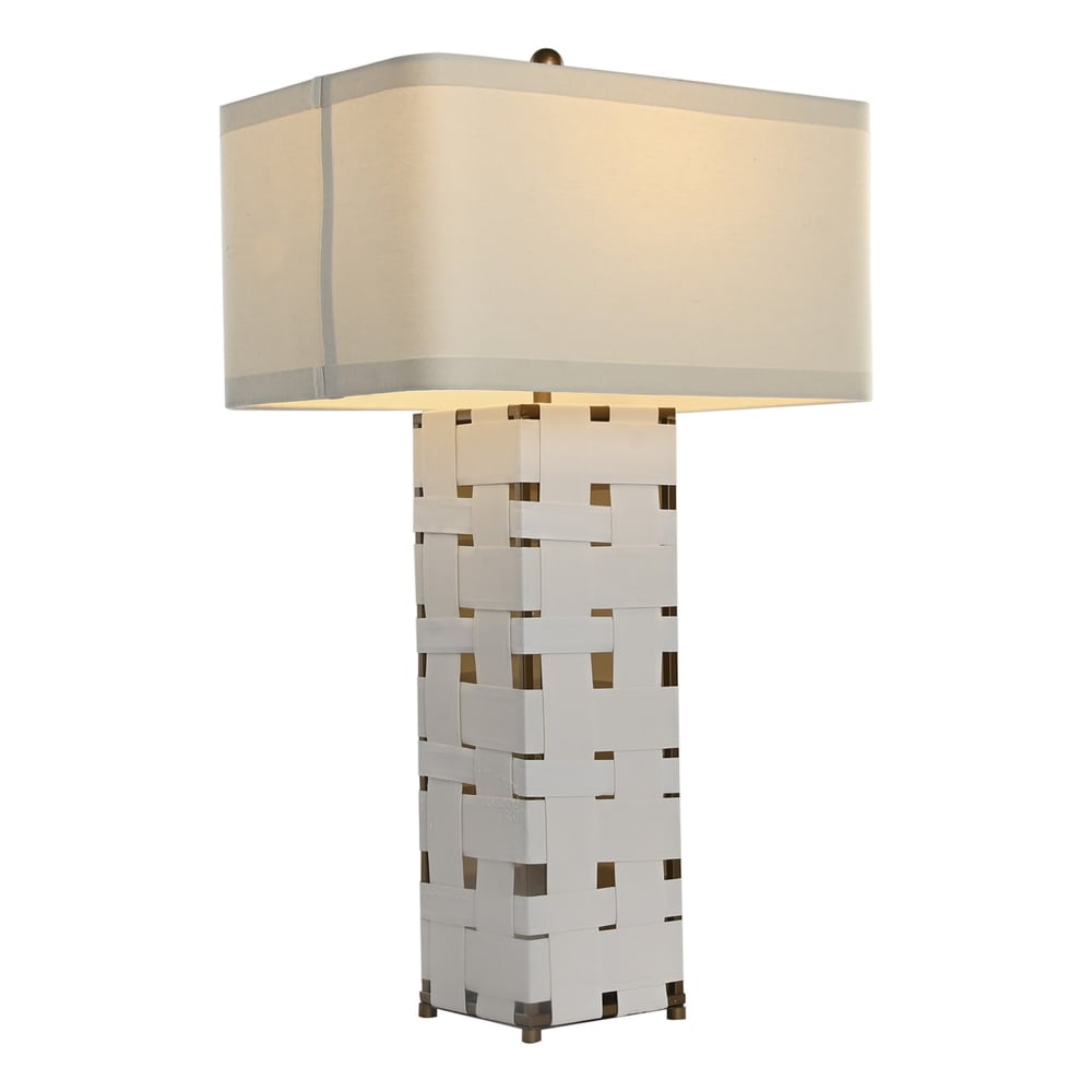 Lampe en cuir blanc 48x33x83 cm — vue 4