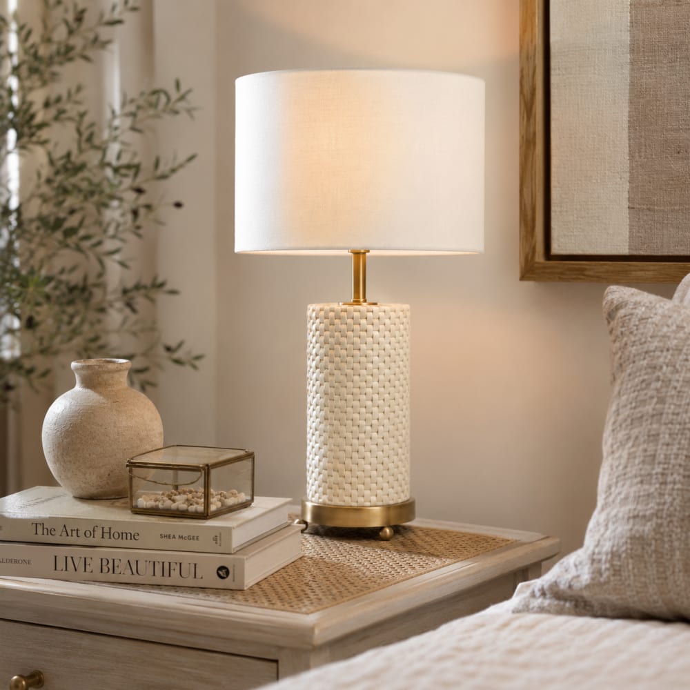 Lampe en laiton blanc 36x36x46 cm — vue 3