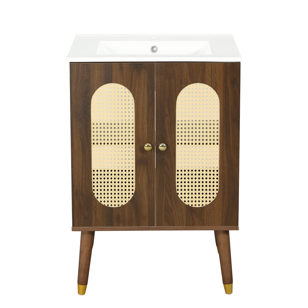 Meuble sous-vasque 61 - noyer style