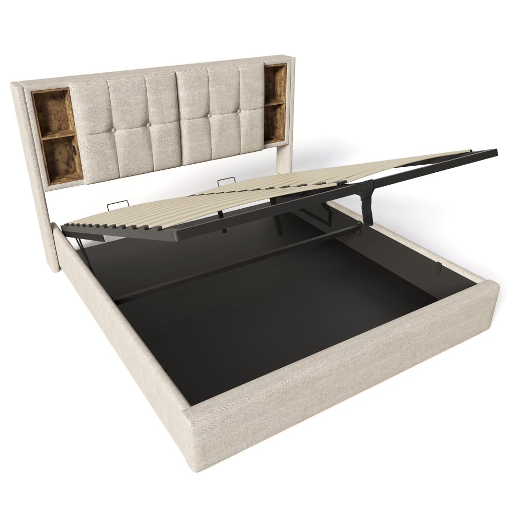 Lit coffre king size - beige