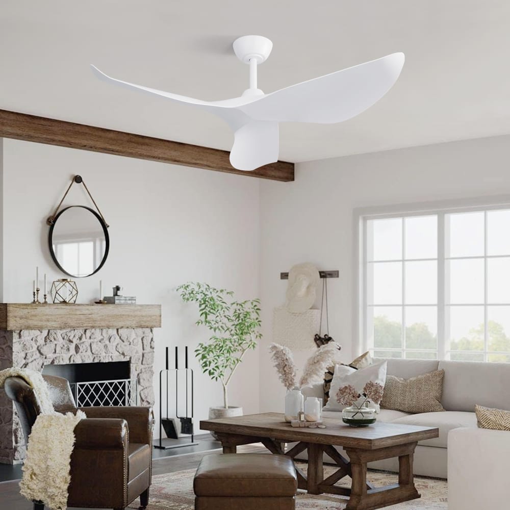 Deckenventilator Weiß ohne Licht, 96,5 cm, DC-Motor - Maisons Du