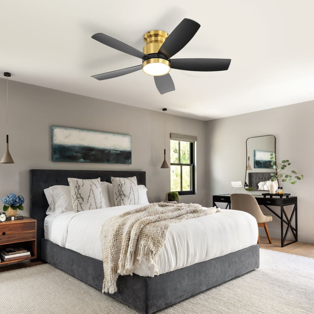 LED-Deckenventilator, 107 cm, mit Fernbedienung, gold und schwarz