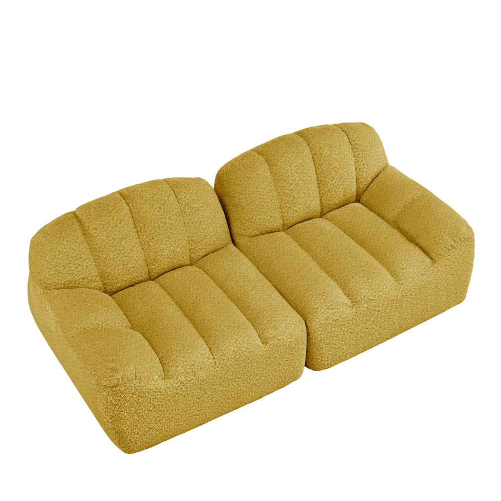 Canapé modulable 2 places - tissu jaune