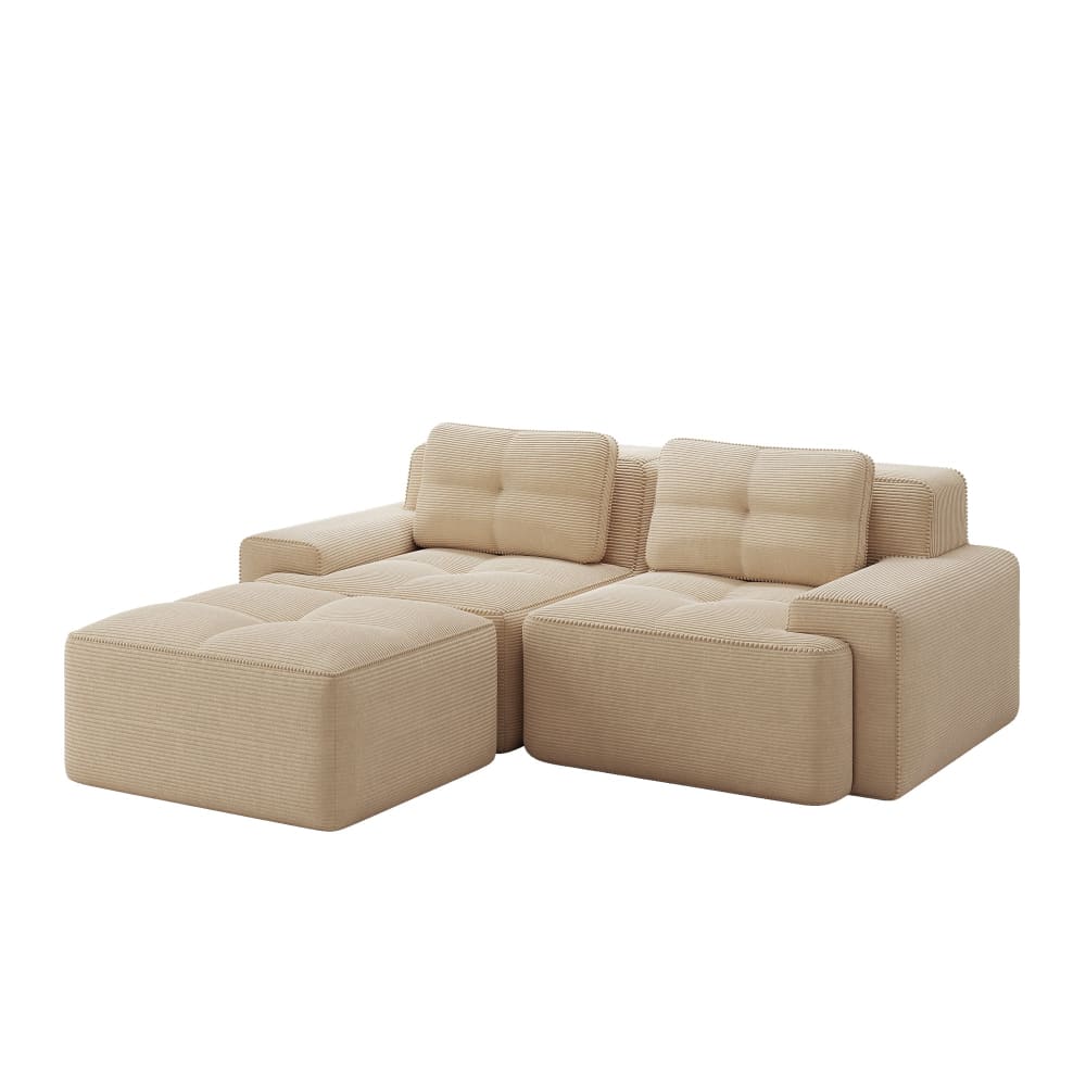 Canapé d'angle 2 places - pouf