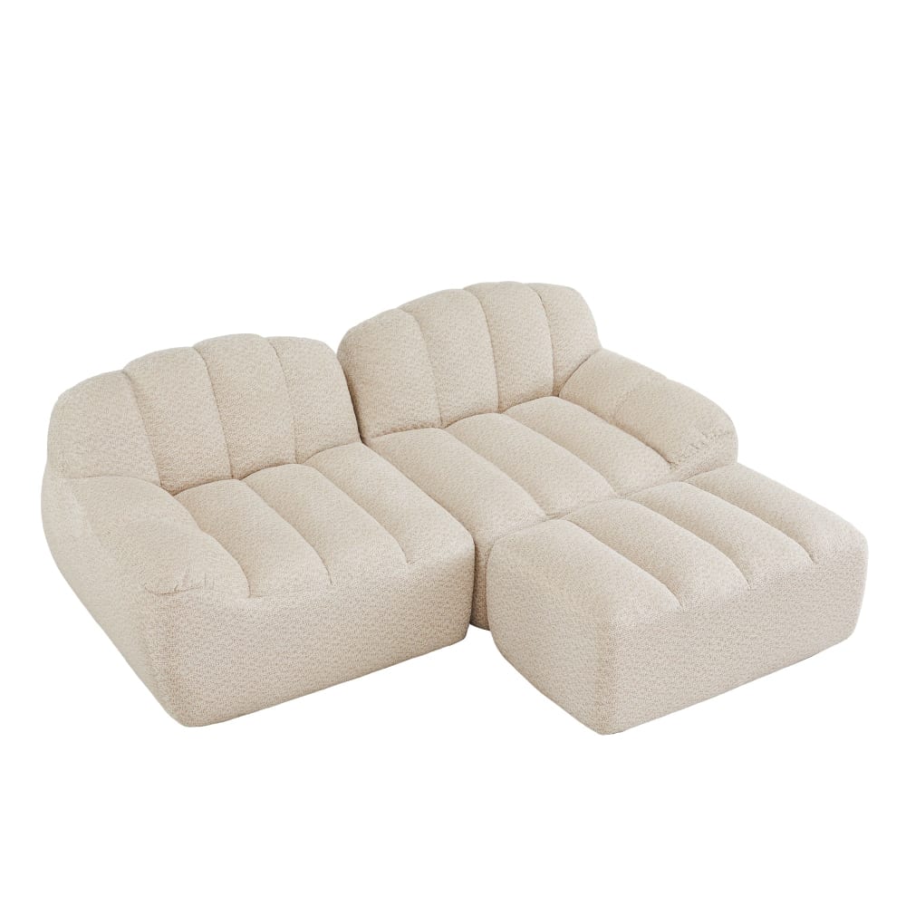 Canapé modulaire 2 places - beige pouf