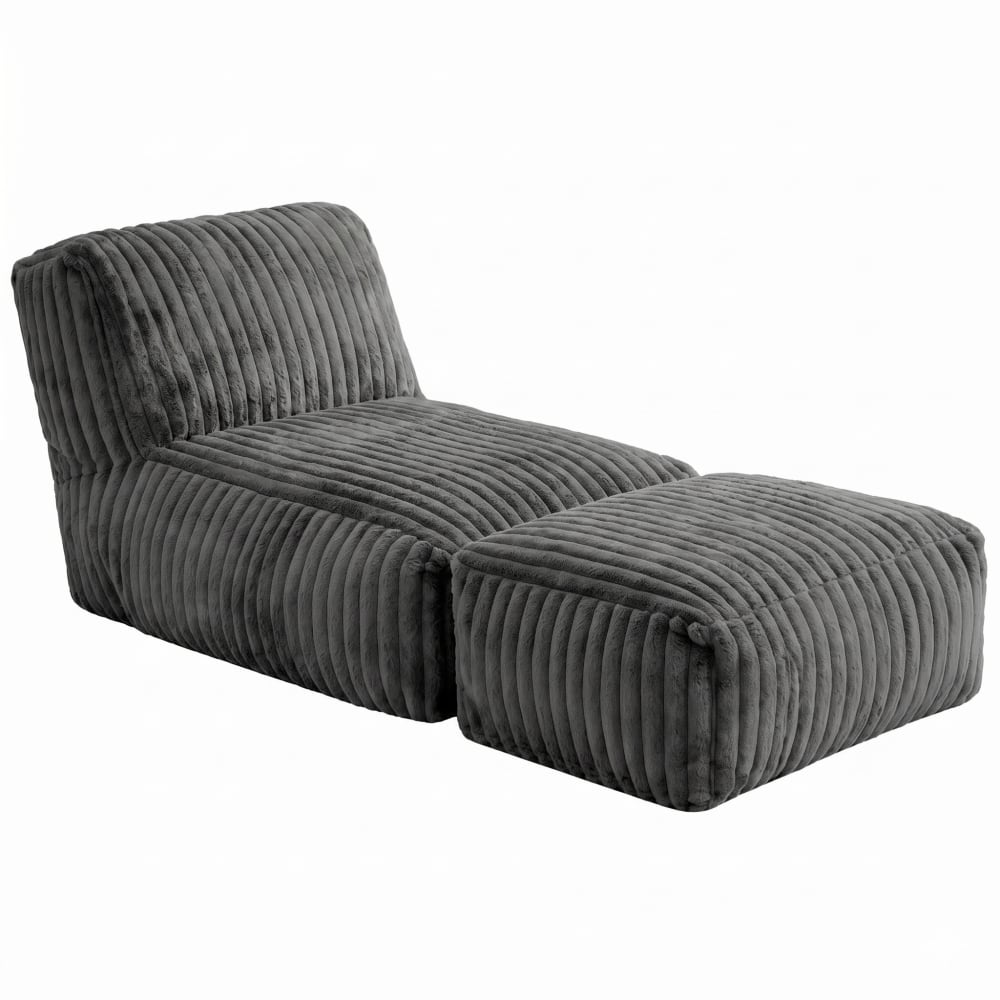 Méridienne capitonnée en flanelle gris foncé chaise longue convertible