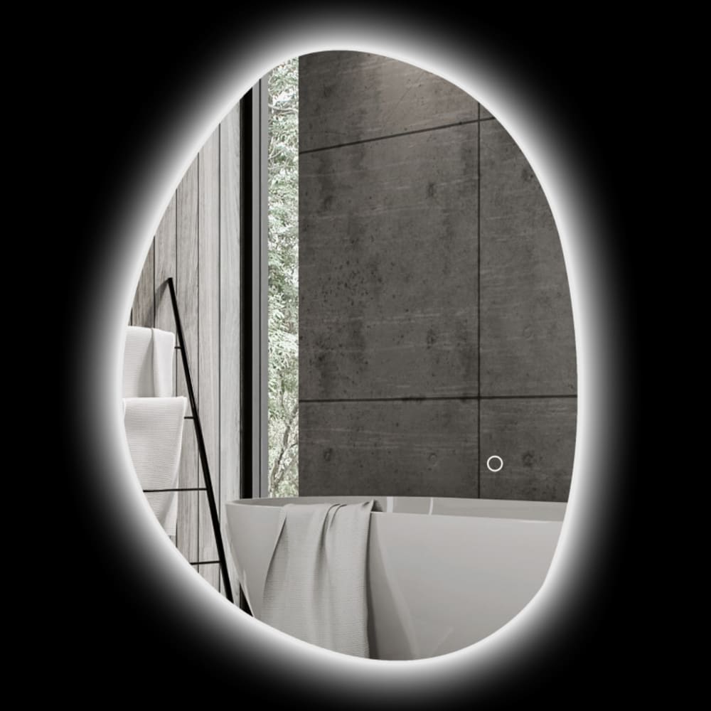 Asymmetrischer Badezimmerspiegel mit LED-Licht & Anti-Beschlag,