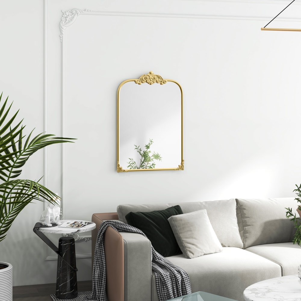 Barocker Wandspiegel mit goldenem Metallrahmen, 87 x 60 cm -