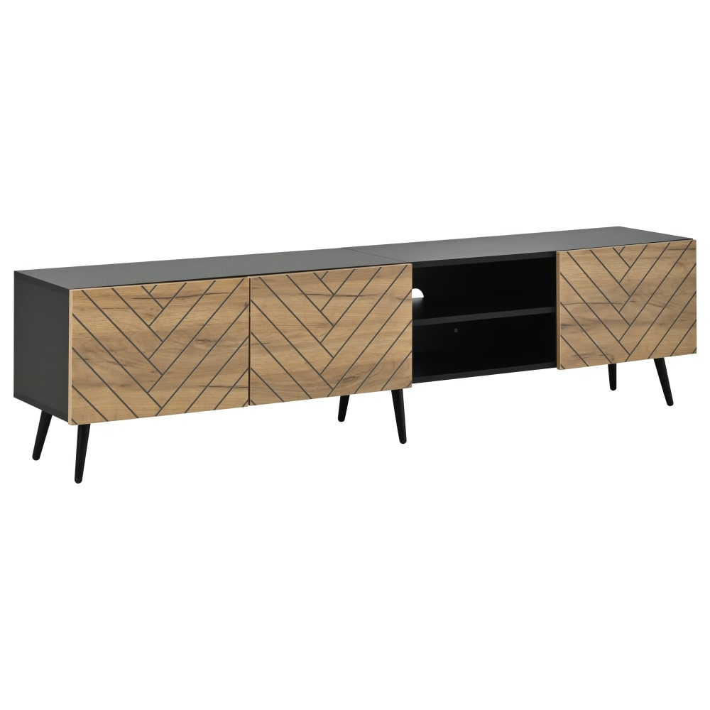 Meuble tv effet bois - motif chevron