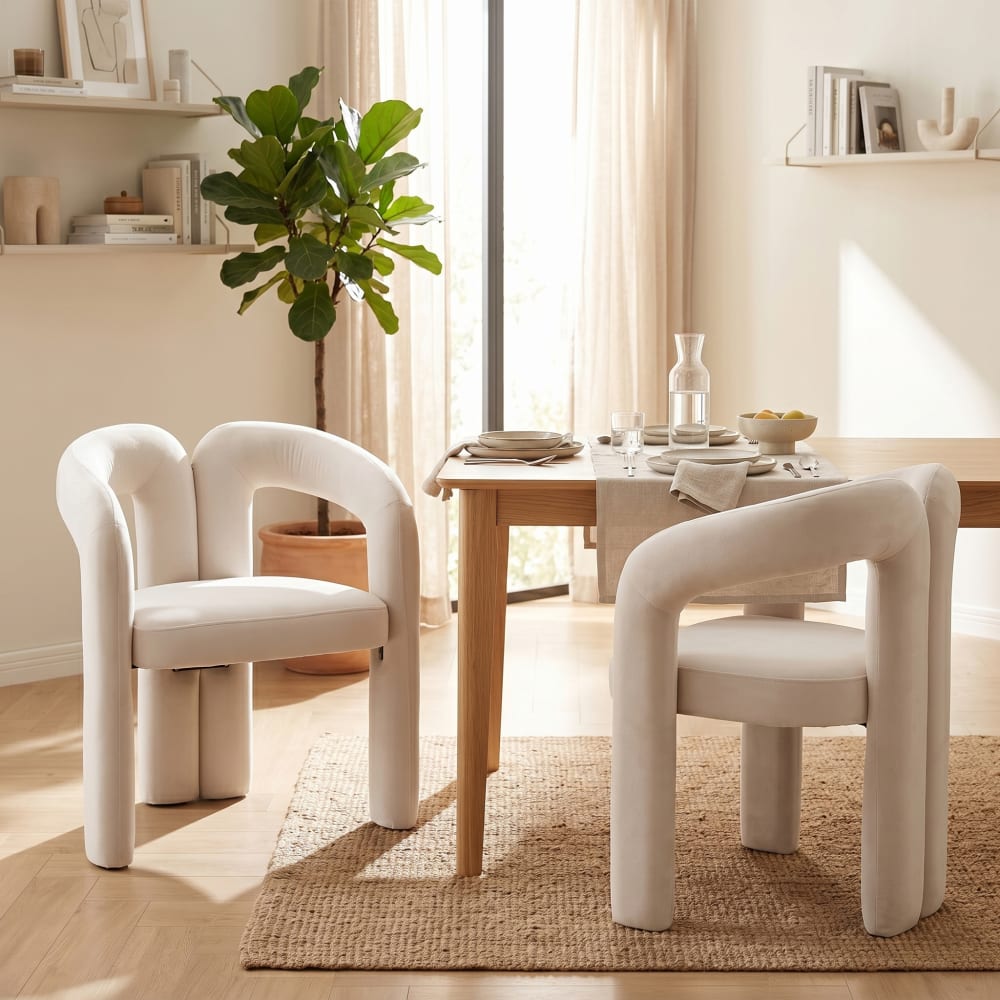 Urban Meuble 2er-Set skulpturale Design-Stühle aus Samt, beige - Samt