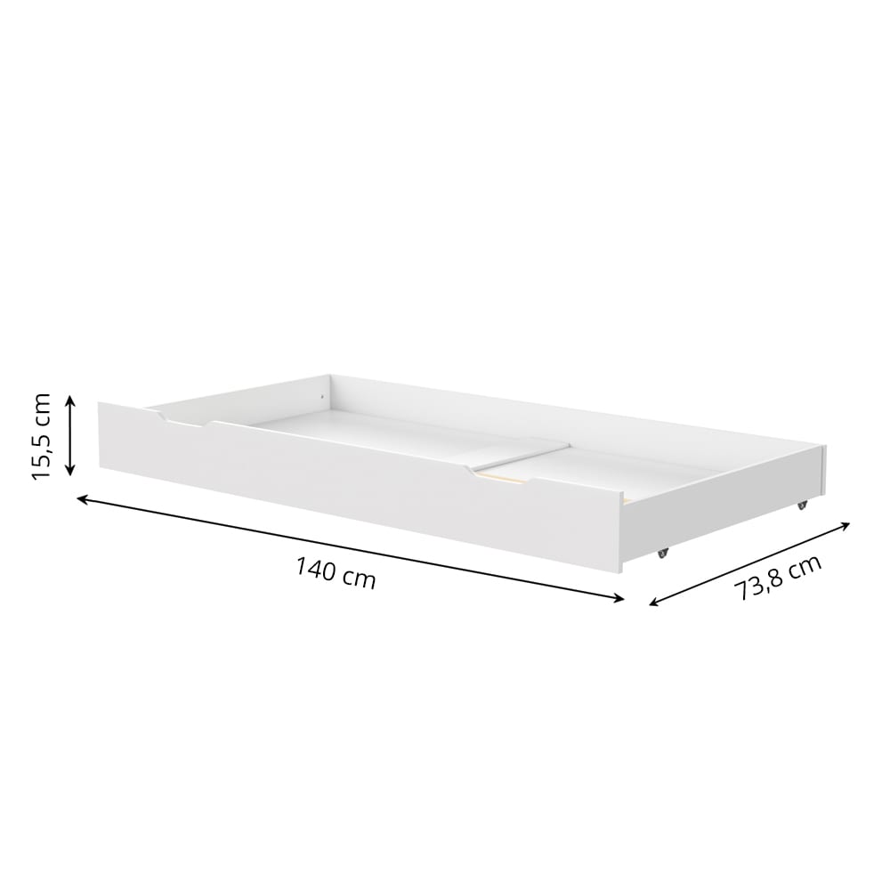 Tiroir de rangement pour lit évolutif et lit enfant en bois blanc (Petite Amélie) - Image 1