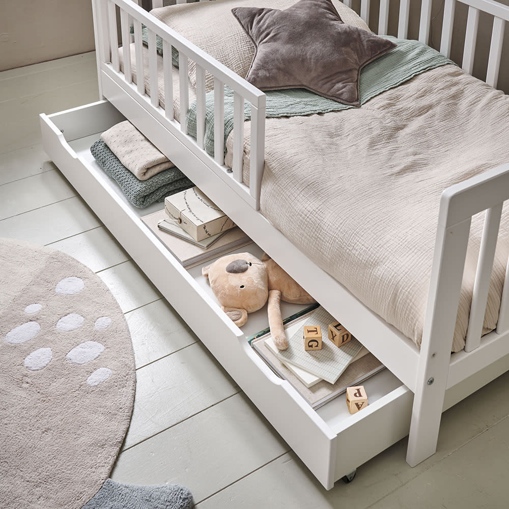 Tiroir de rangement pour lit évolutif et lit enfant en bois blanc (Petite Amélie) - Image 2