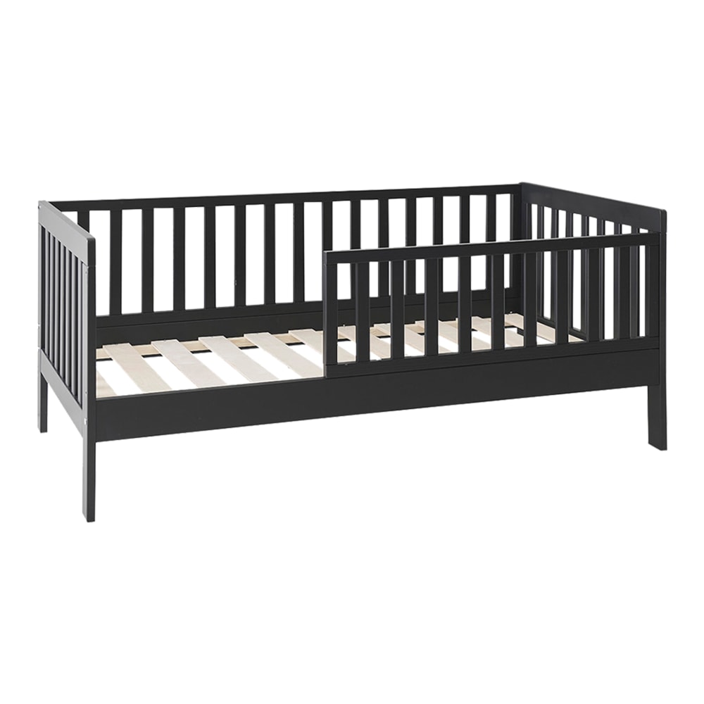 Lit enfant en pin massif noir 70x140 cm
