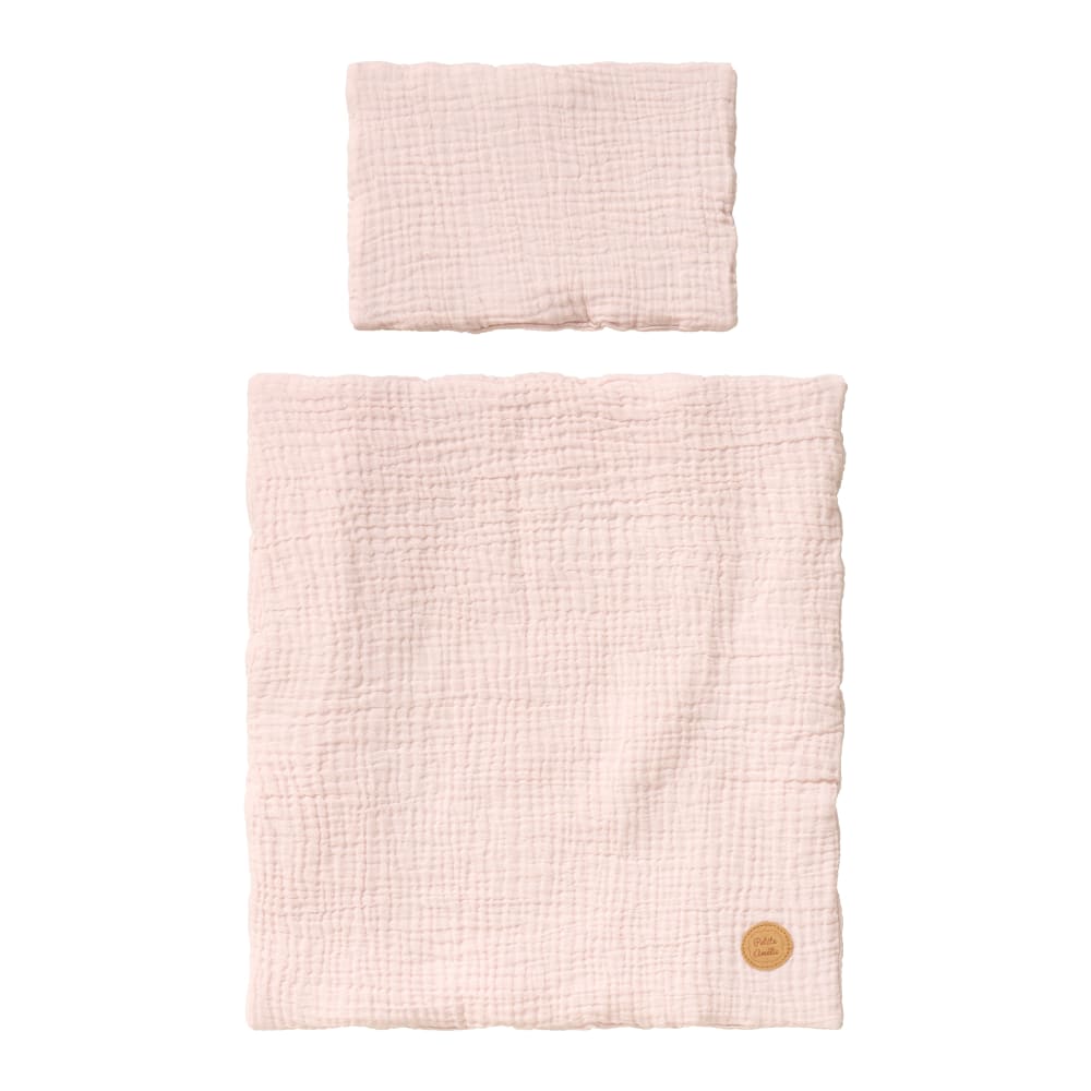 Linge de lit pour poupée en coton rose