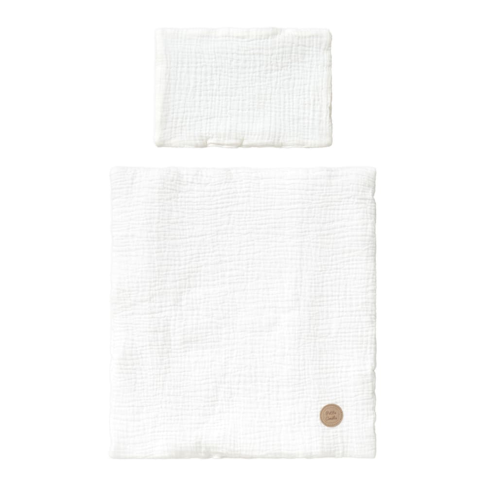 Linge de lit pour poupée en coton blanc