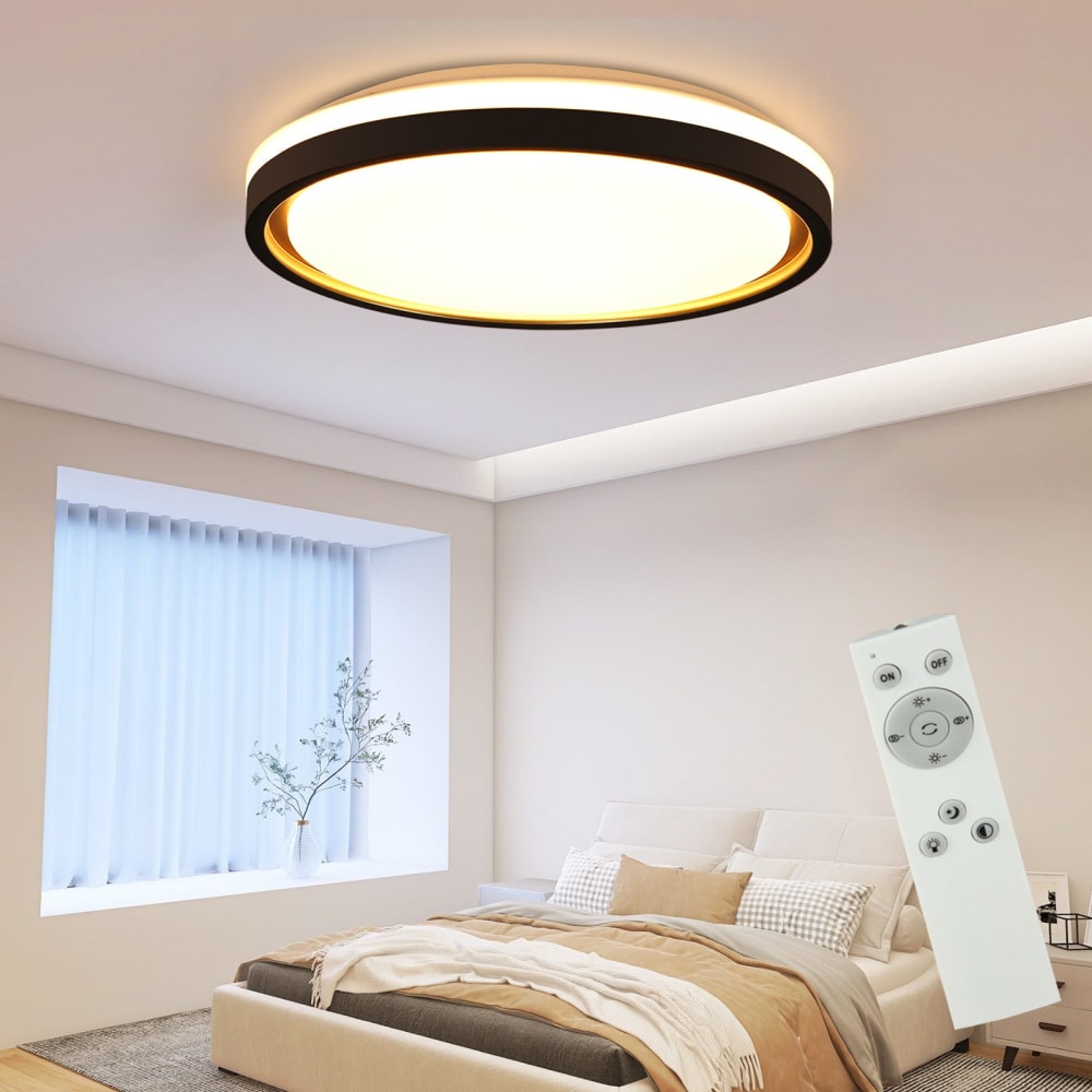 Plafonnier fer noir 30x30x6cm led 18w — vue 3