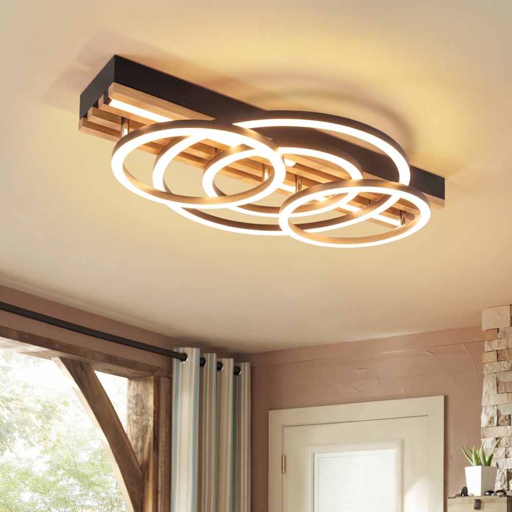 Plafonnier aluminium noir 50x32x10.3cm led 60w — vue 3