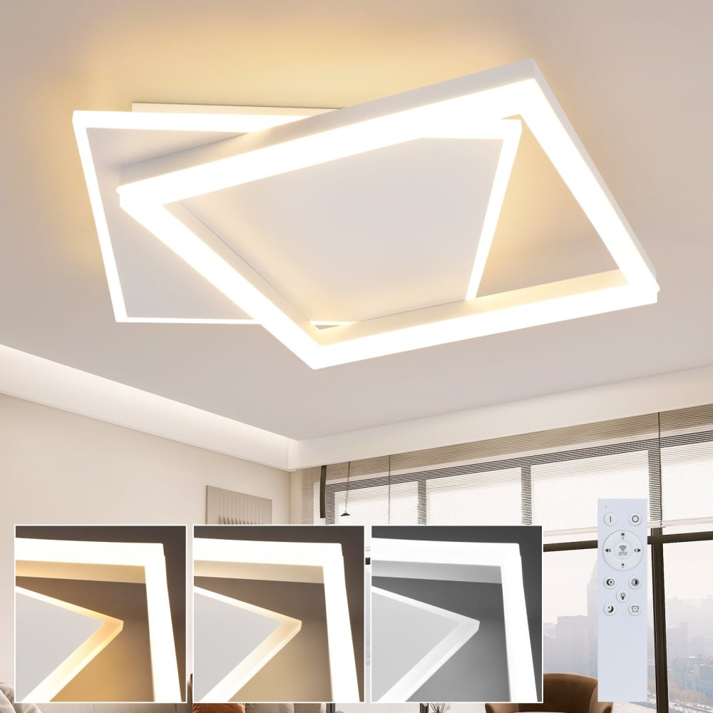 Plafonnier fer blanc 48.5x47.5x6cm led 42w — vue 3