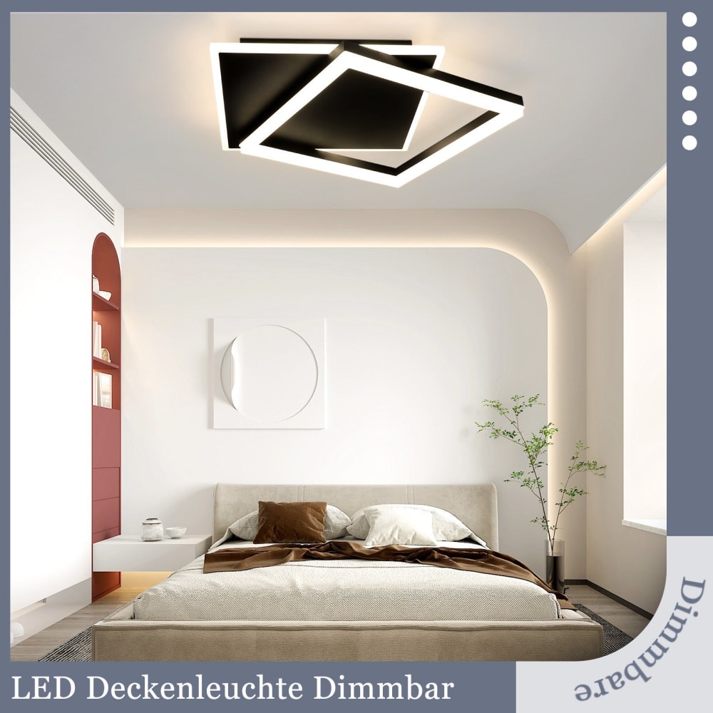 Plafonnier fer noir 48.5x47.5x6cm led 42w — vue 4