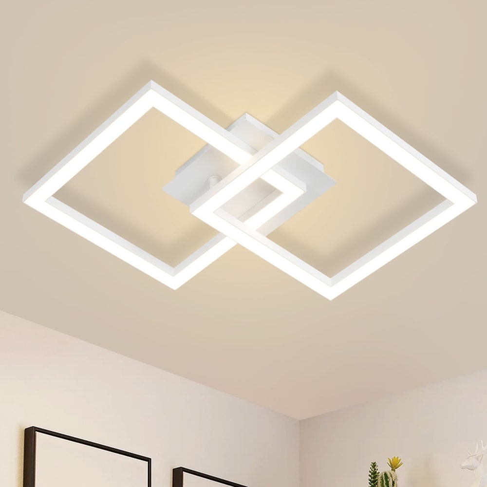 Plafonnier aluminium blanc 29.5x6x47cm led 24w — vue 3