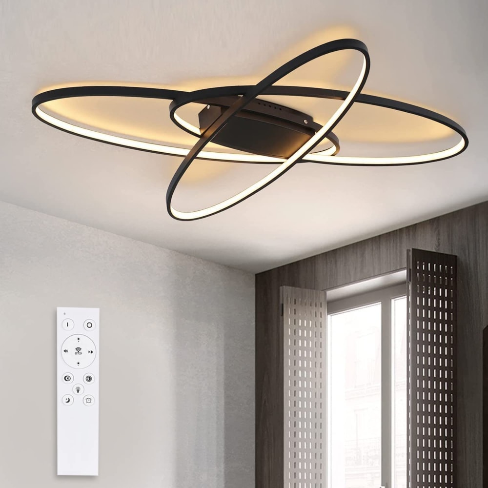 Plafonnier fer noir 85x62x7cm led 75w — vue 3