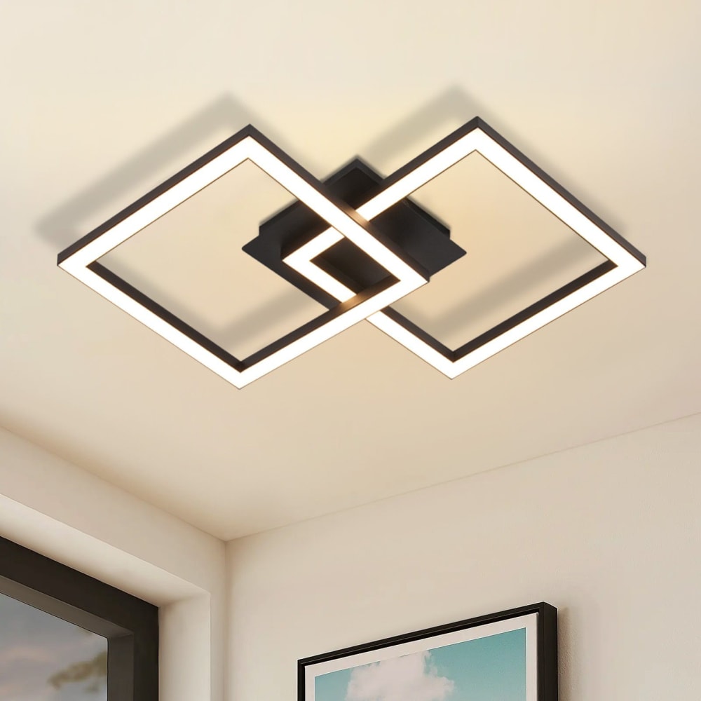 Plafonnier aluminium noir 29.5x6x47cm led 24w — vue 3
