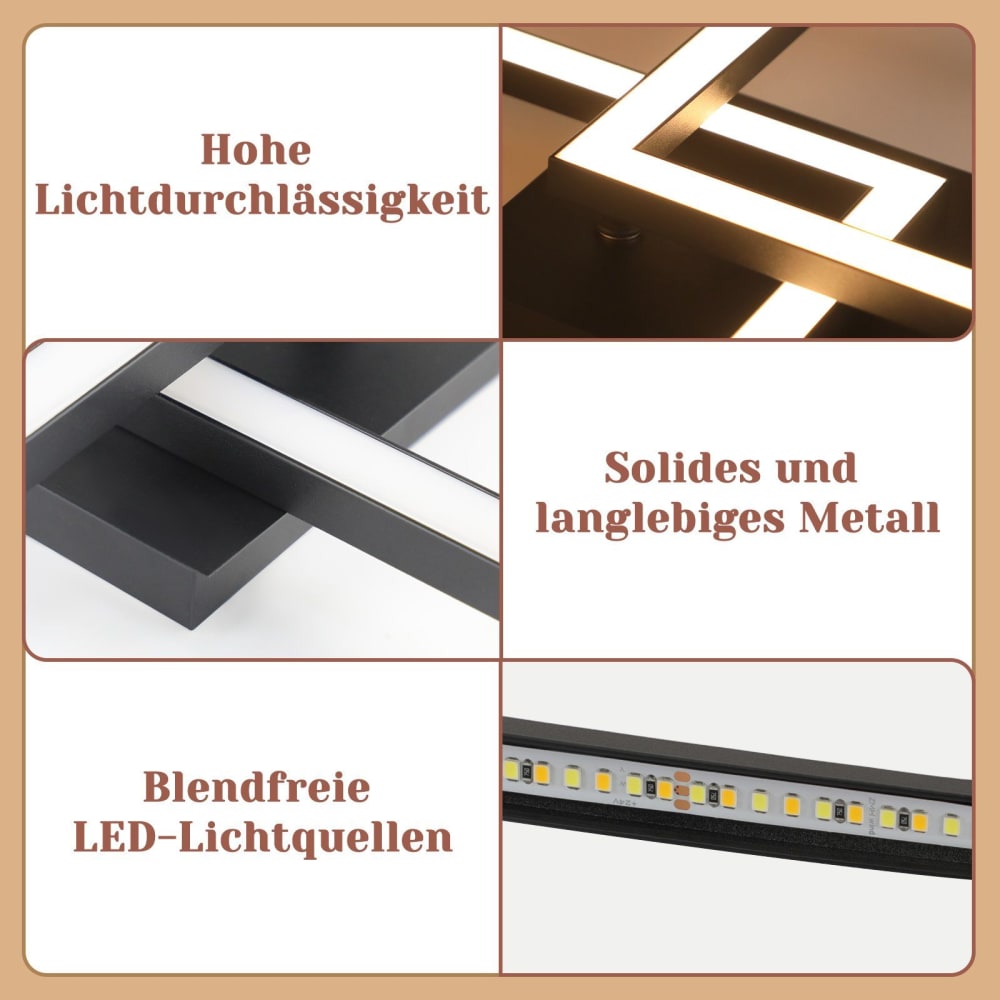 Plafonnier aluminium noir 29.5x6x47cm led 24w — vue 4