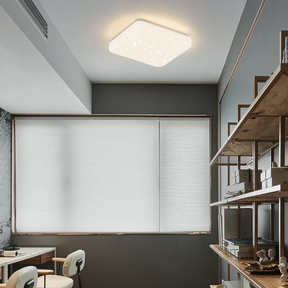 Plafonnier fer blanc 21x21x6cm led 15w — vue 4