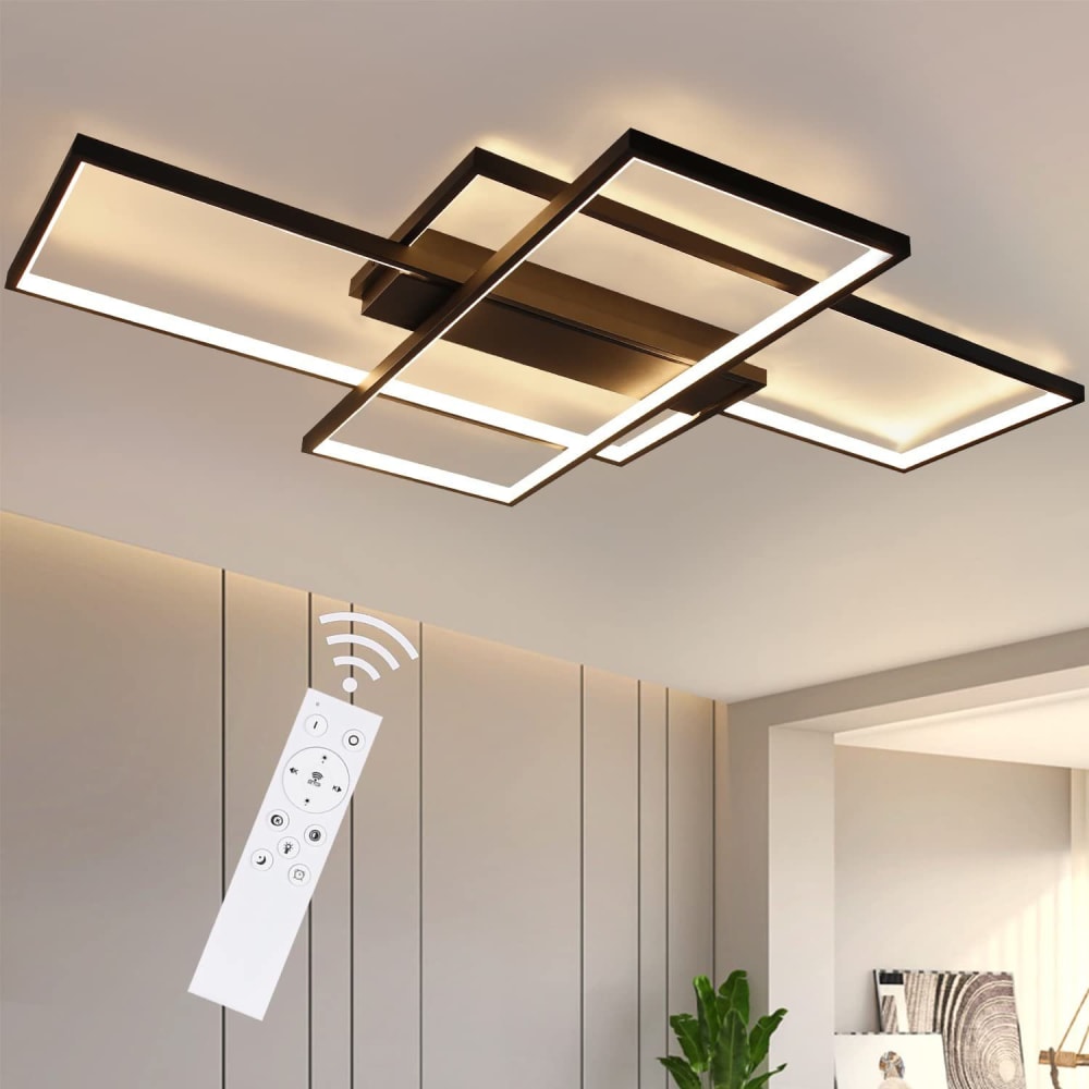 Plafonnier fer noir 100x70x8cm led 88w — vue 3